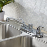 Project Source Dover Chrome 2-Handle Deck-Mount Low-Arc Kitchen Faucet with Deck Plate