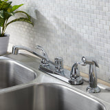 Project Source Dover Chrome 2-Handle Low-Arc Deck-Mount Kitchen Faucet with Side Sprayer and Deck Plate