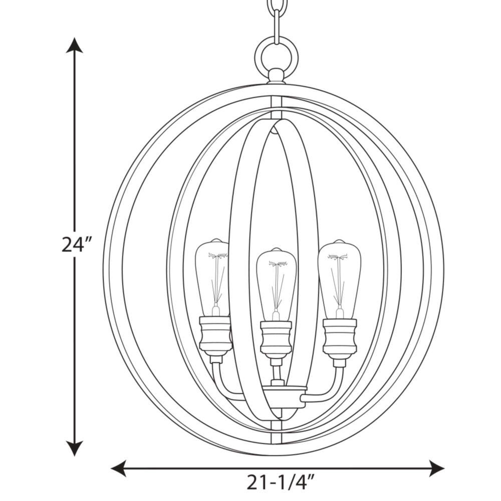 Progress Lighting Conestee 3-Light Galvanized Coastal Globe Medium Hanging Pendant Light