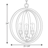 Progress Lighting Conestee 3-Light Galvanized Coastal Globe Medium Hanging Pendant Light