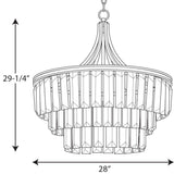 Progress Lighting Glimmer 6-Light Antique Bronze Transitional Tinted Glass Tiered Large Hanging Pendant Light