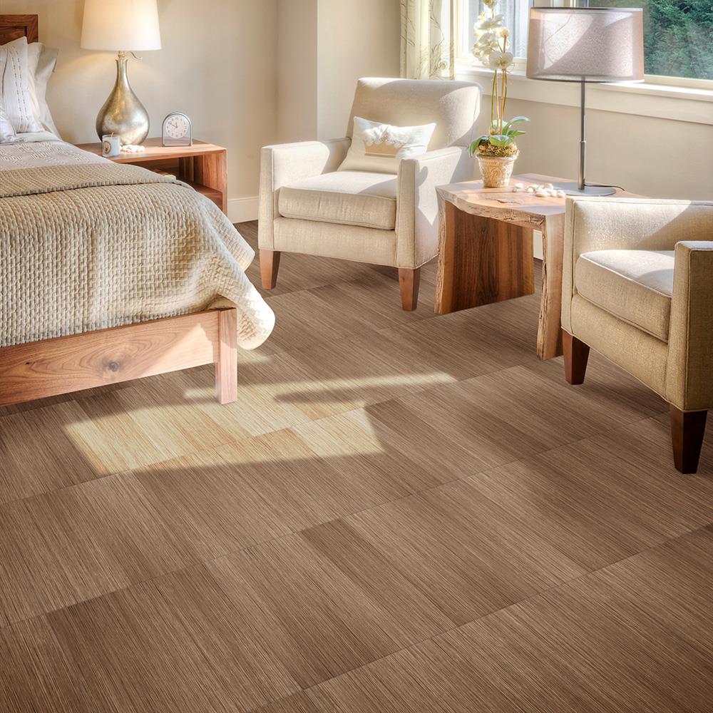 Perfection Floor Tile Classic Wood Brown Vinyl Tile Sample, 20 in. x 20 in., 5 mm, 20‑mil Wear Layer