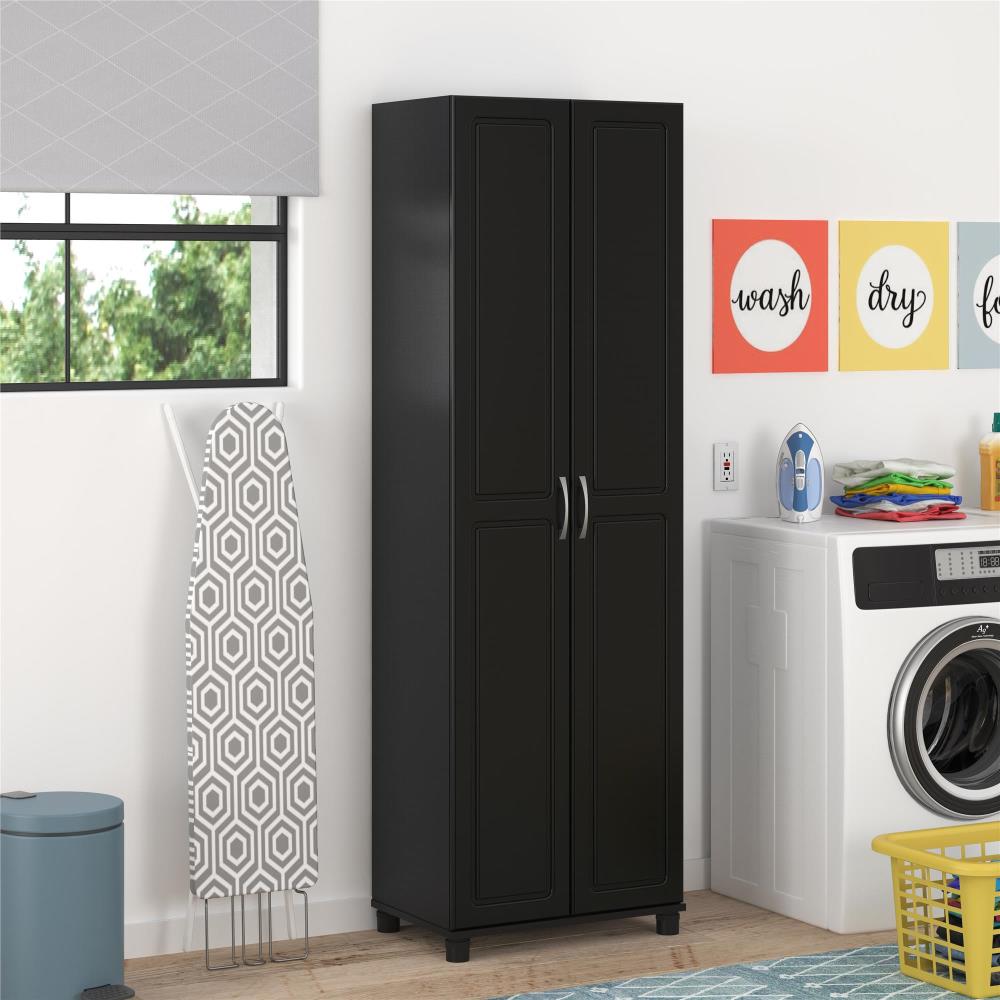 Ameriwood Home Kendall 23.68-in W x 75-in H x 15.37-in D Freestanding Composite Wood Garage Cabinet in Black