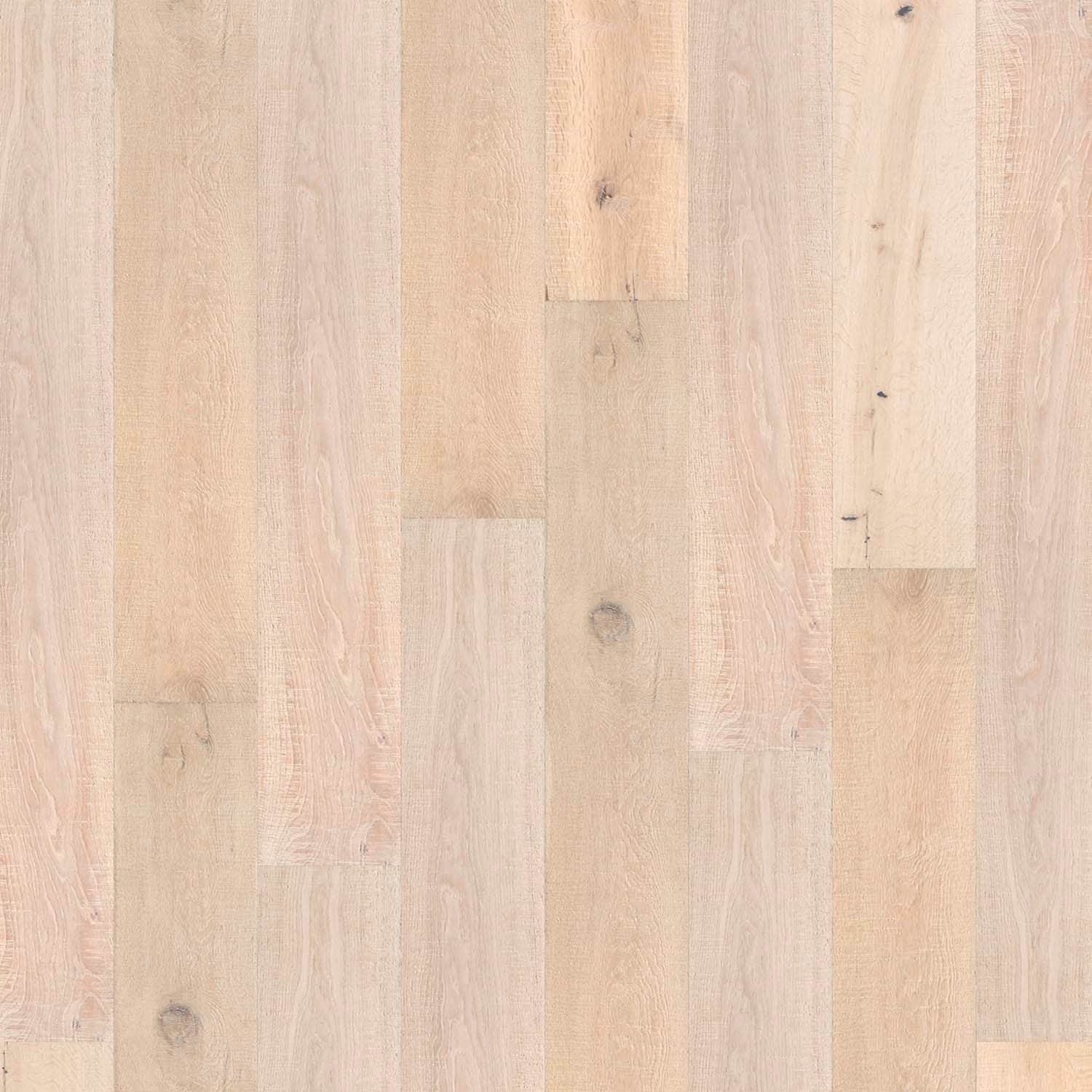 Flooors by LTL Oak Oak rustic, brushed, hand scraped, white oiled hardwood flooring — primary plank view