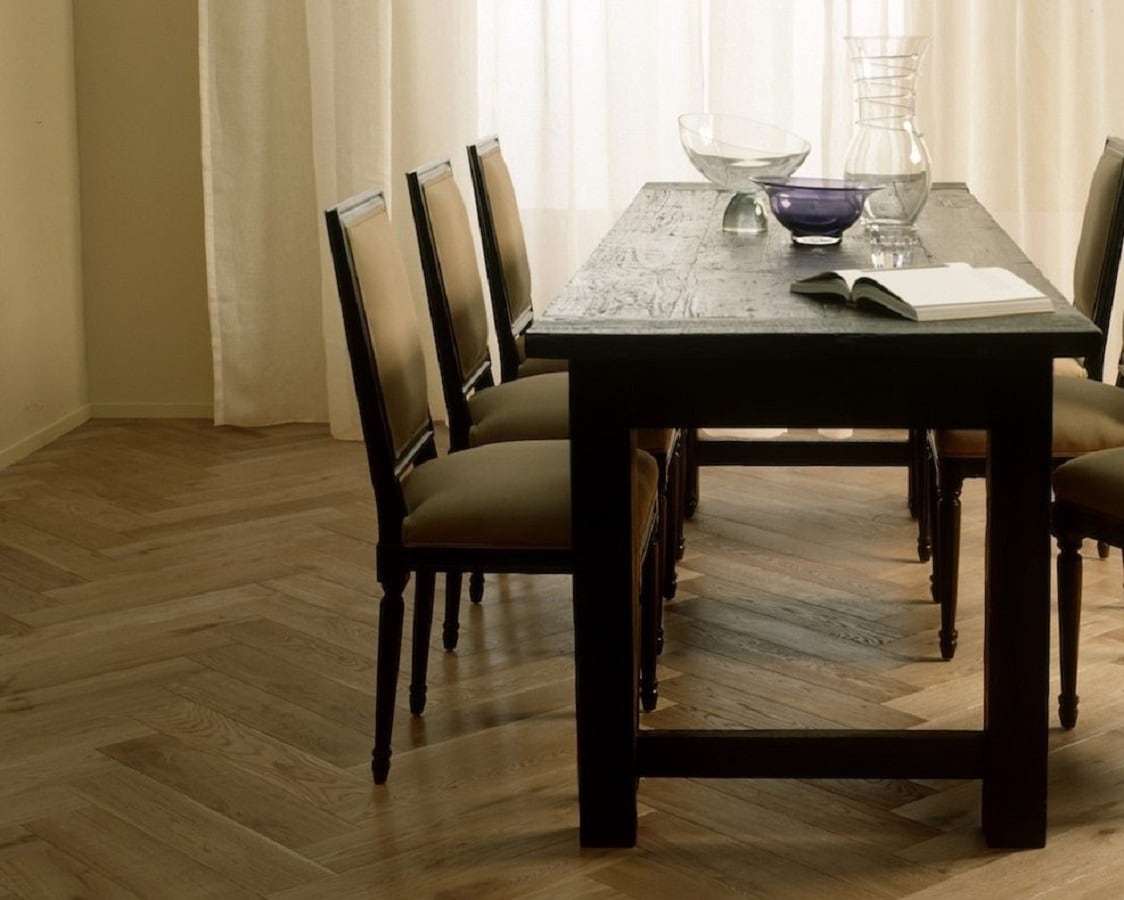 Flooors by LTL Oak Brown hardwood flooring — installed room view