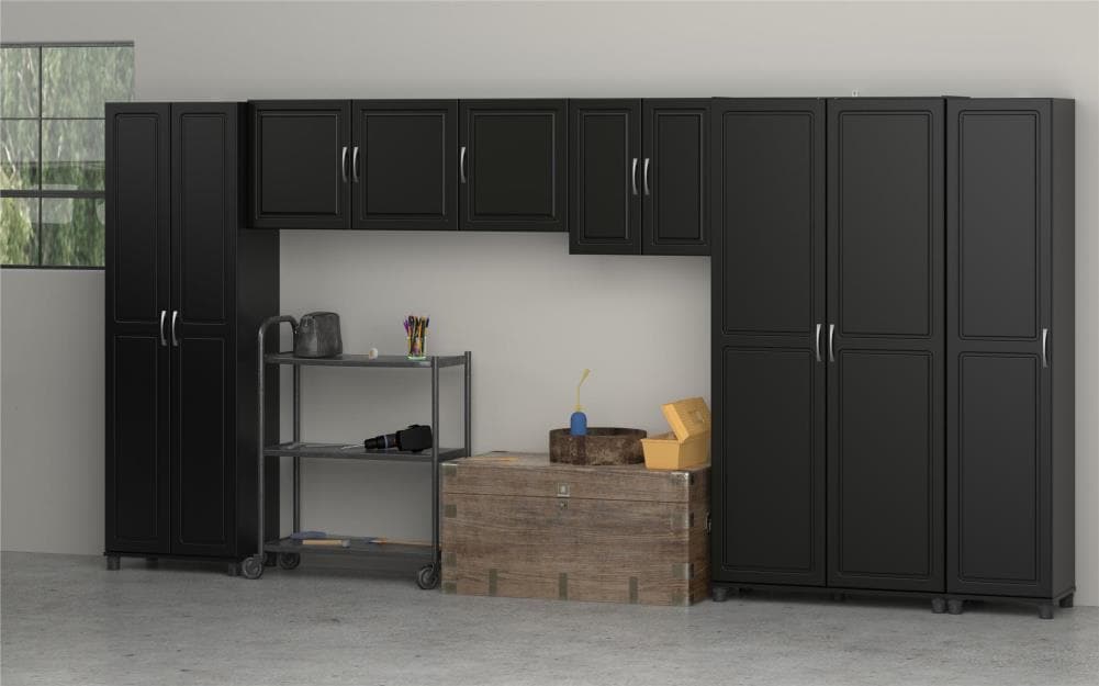 Ameriwood Home Kendall 15.68-in W x 74.31-in H x 15.37-in D Freestanding Composite Wood Garage Cabinet in Black
