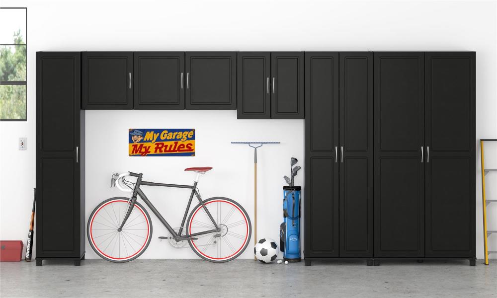 Ameriwood Home Kendall 23.68-in W x 75-in H x 15.37-in D Freestanding Composite Wood Garage Cabinet in Black