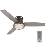 Harbor Breeze Sail Stream 52-in Brushed Nickel LED Indoor Flush Mount Ceiling Fan with Light Kit and Remote, 3-Blade