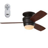 Harbor Breeze Mazon 44-in Oil-Rubbed Bronze LED Indoor Flush Mount Ceiling Fan with Remote, 3-Blade