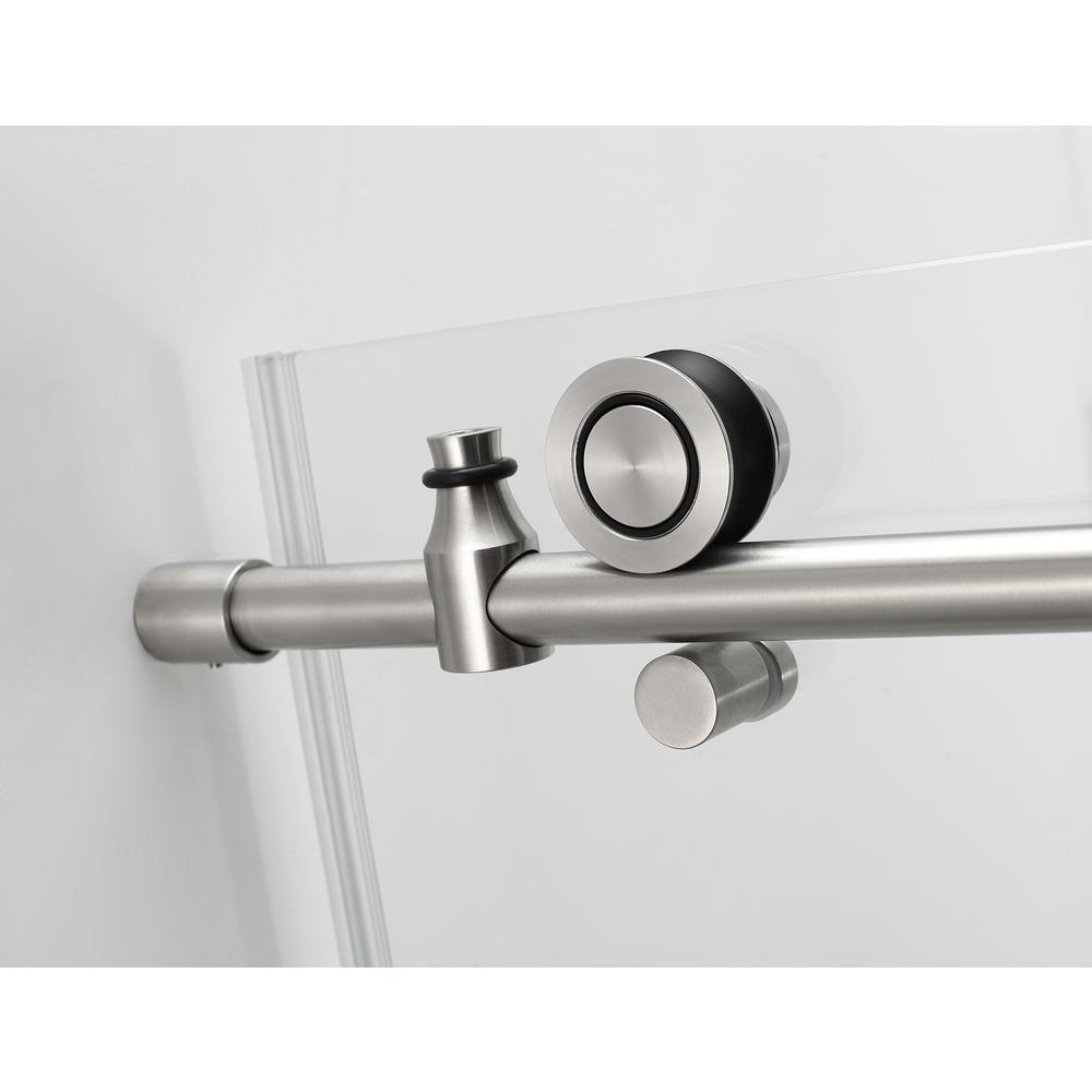 48 in. - 52 in. x 38 in. x 80 in. Frameless Corner Sliding Shower Enclosure Clear Glass in Stainless Steel Right - Super Arbor