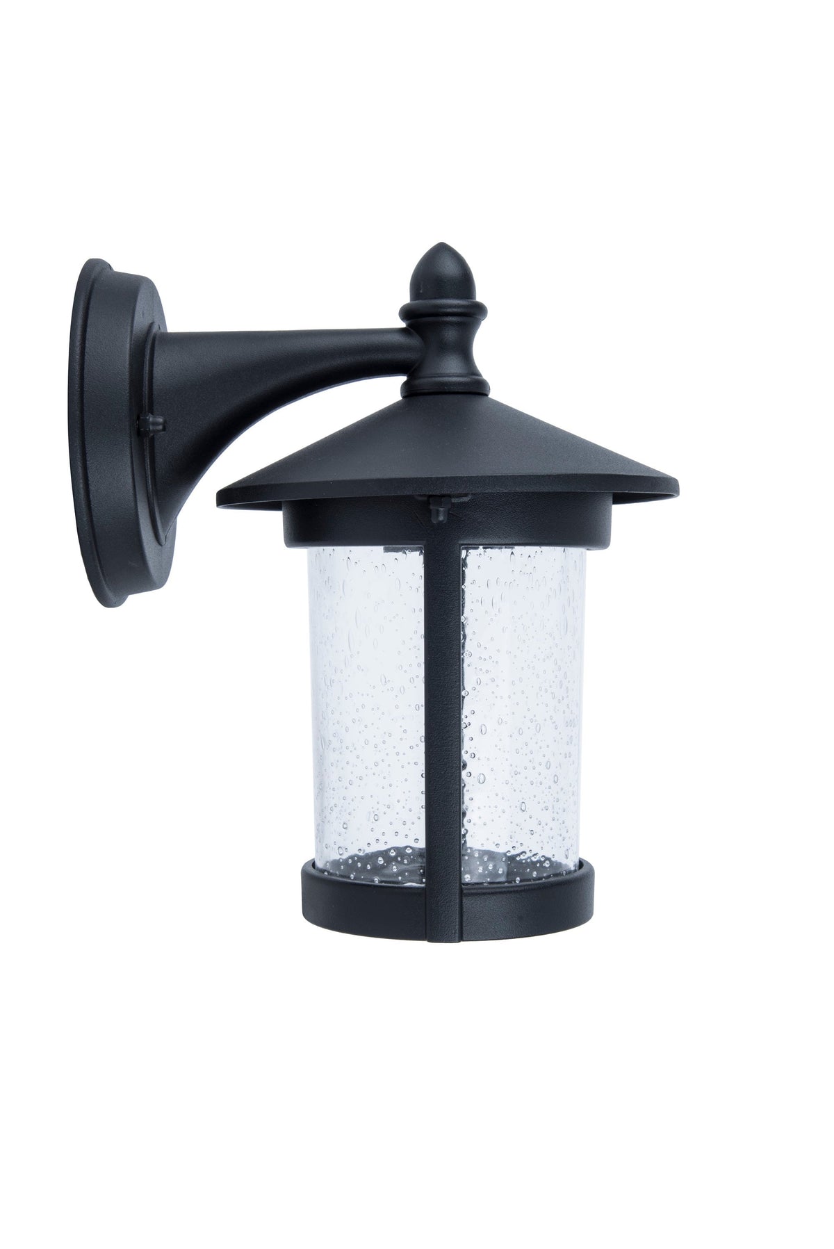 Project Source 2-Pack 8.78-in H Matte Black Outdoor Wall Lanterns with Seeded Glass, Medium Base (E-26)