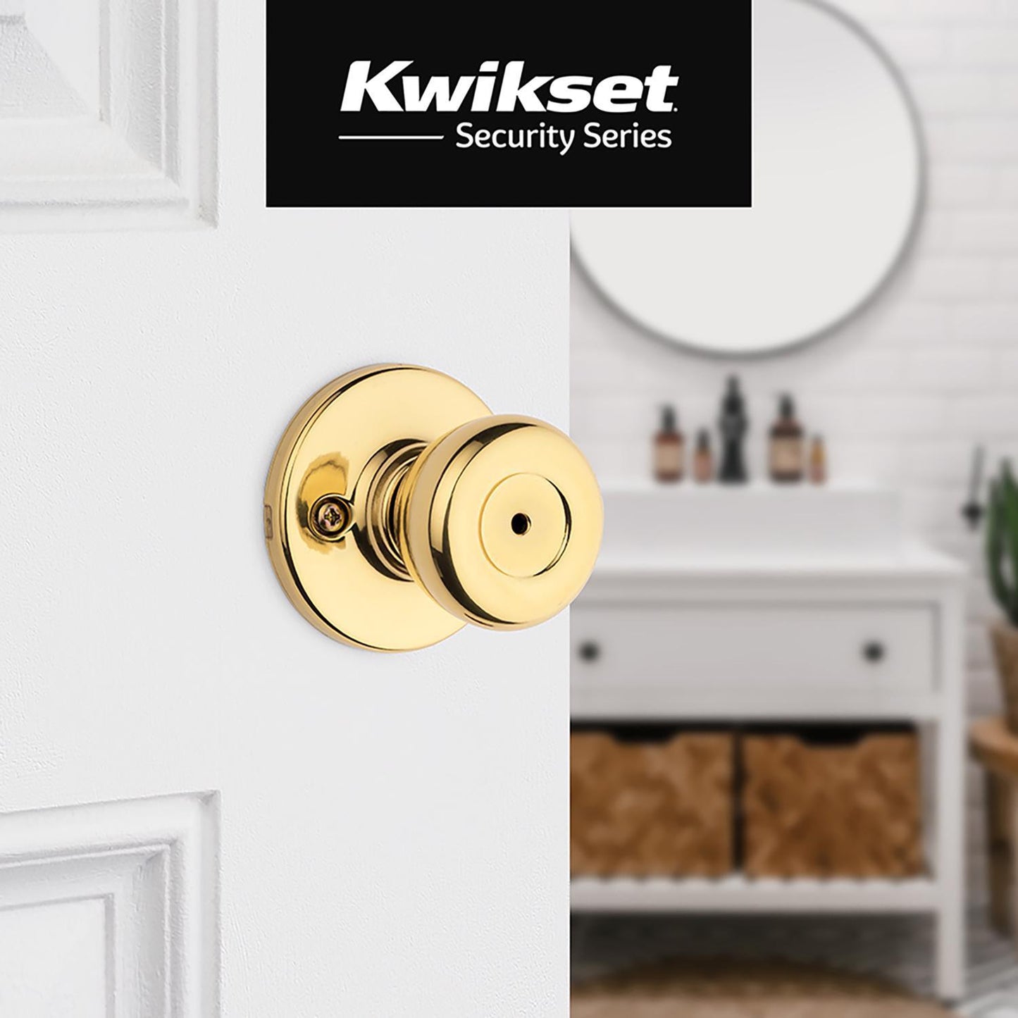 Kwikset Tylo Polished Brass Privacy Knob, Universal Left/Right Handed