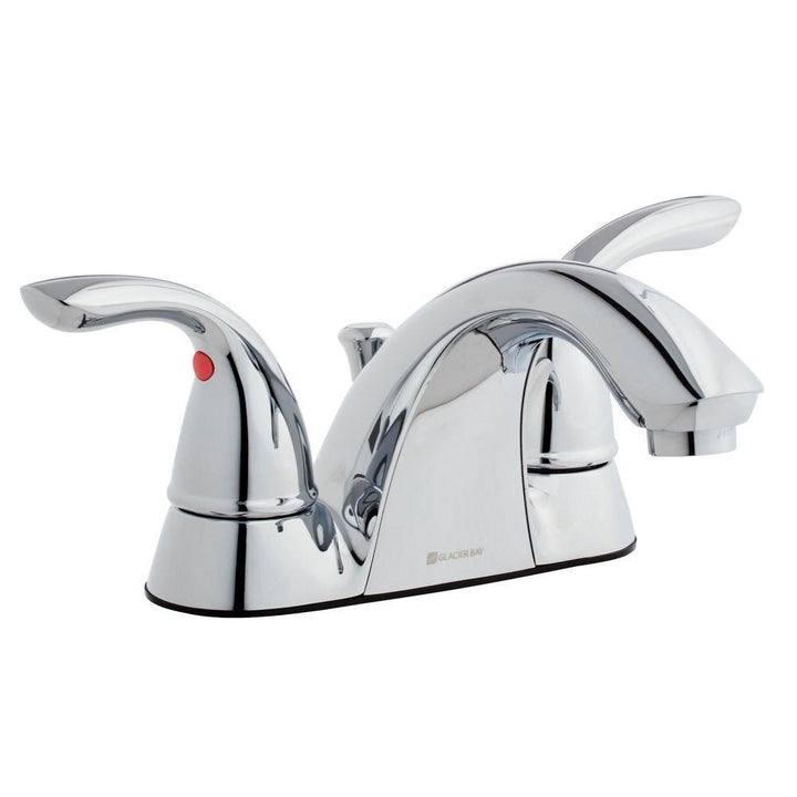 Builders 4 in. Centerset 2-Handle Low-Arc Bathroom Faucet in Brushed Nickel - Super Arbor