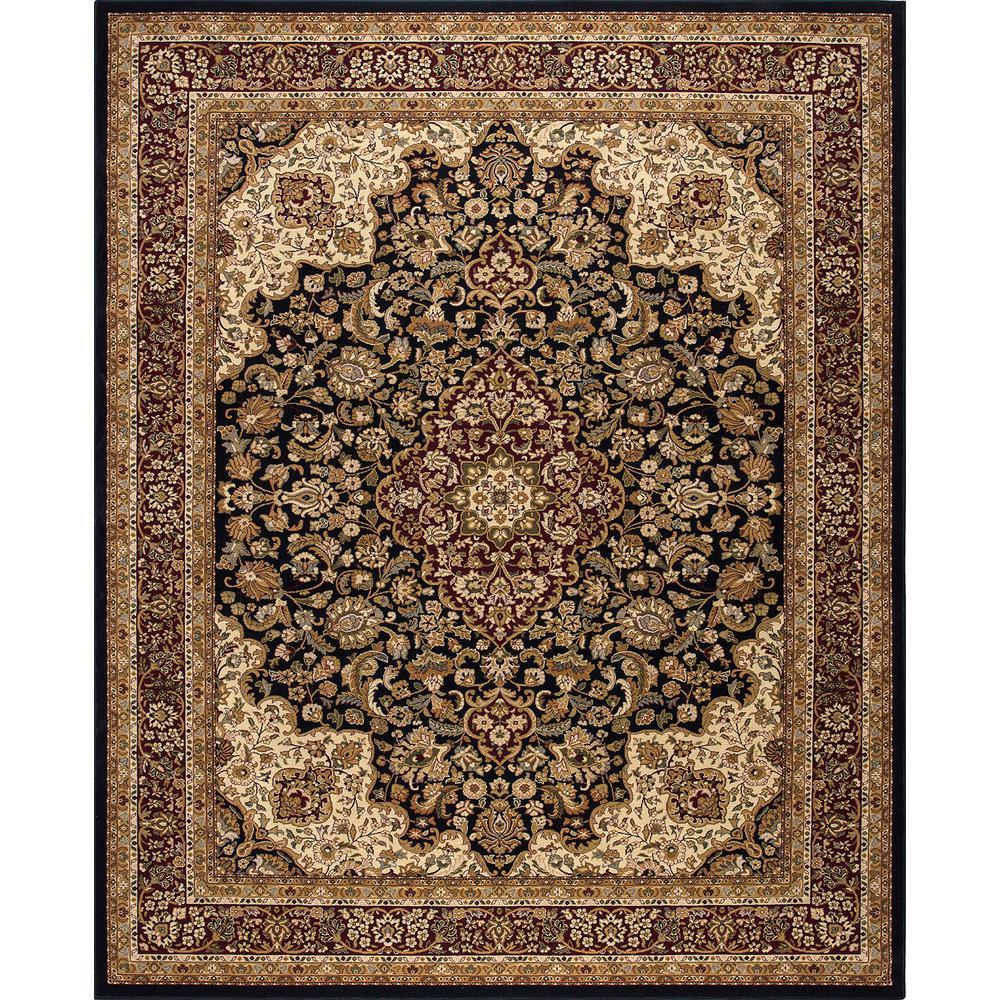Silk Road Black 8 ft. x 10 ft. Medallion Area Rug - Super Arbor