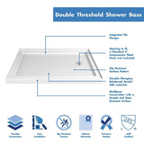 SlimLine 48 in. W x 36 in. D Double Threshold Shower Base in White with Right Hand Drain