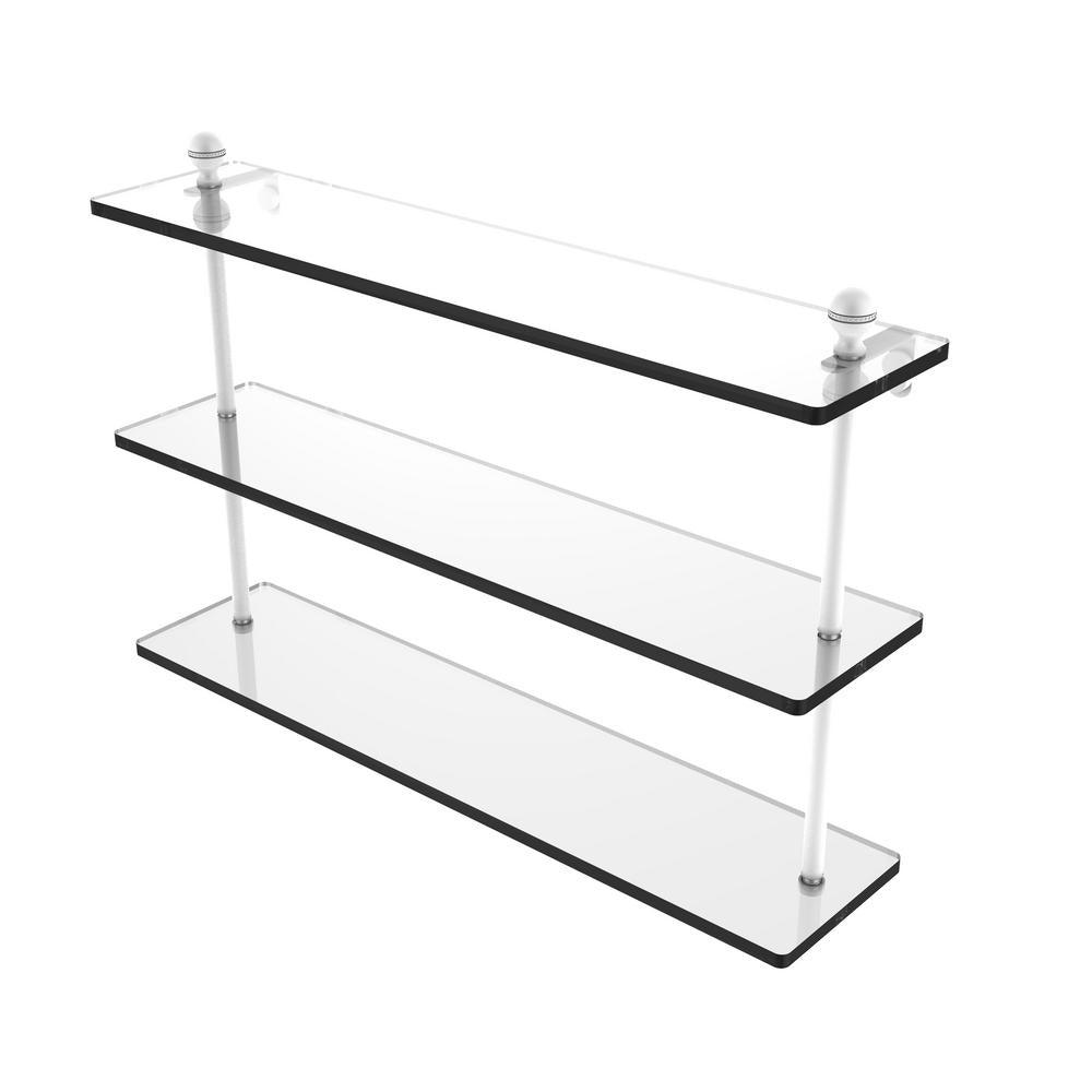 Mambo 22 in. L  x 15 in. H  x 5 in. W 3-Tier Clear Glass Bathroom Shelf in Antique Copper - Super Arbor