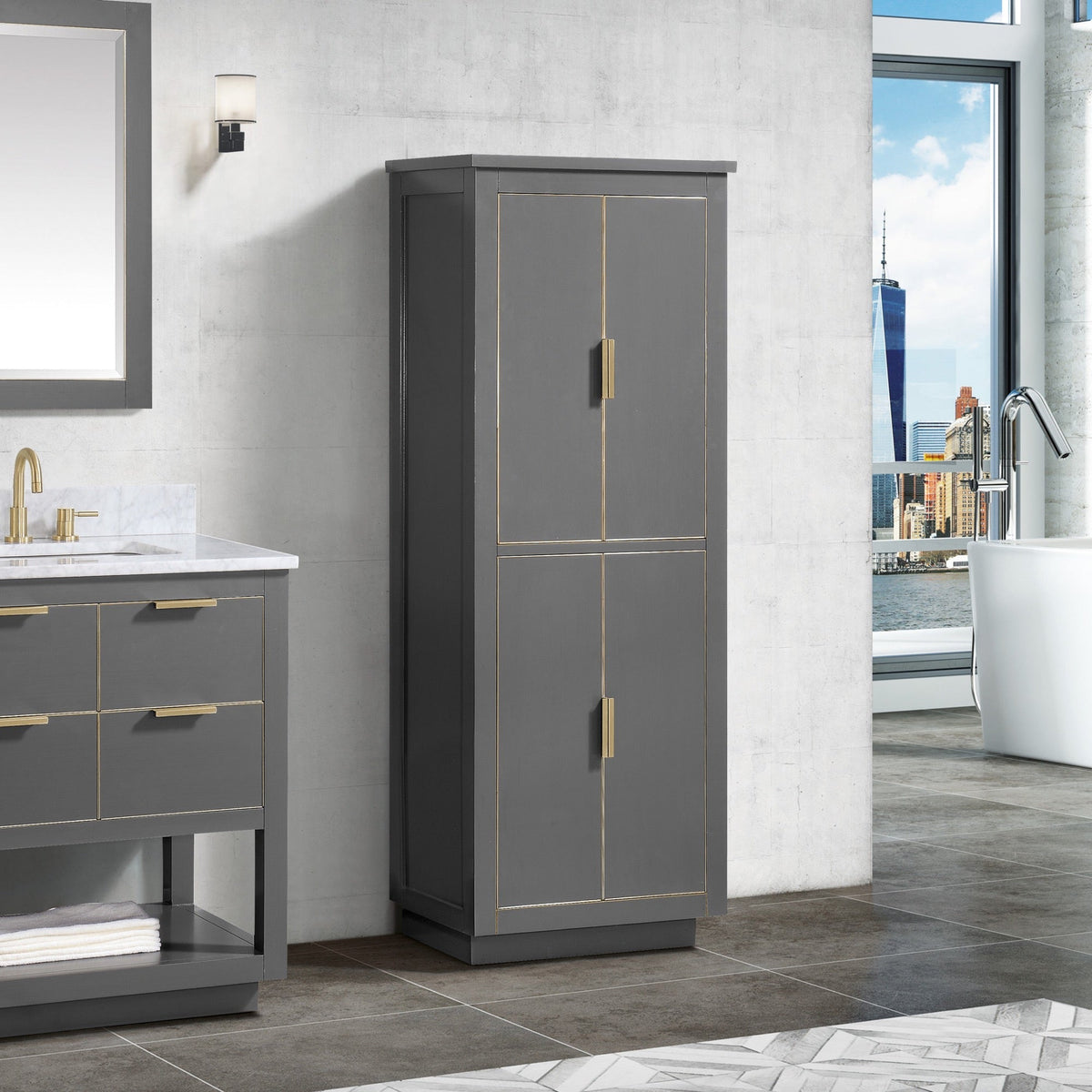Avanity Allie/Austen 24-in W x 65-in H x 16-in D White Birch Freestanding Corner Linen Cabinet