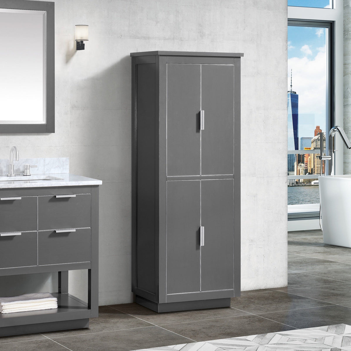 Avanity Allie/Austen 24-in W x 65-in H x 16-in D Twilight Gray Birch Freestanding Linen Cabinet