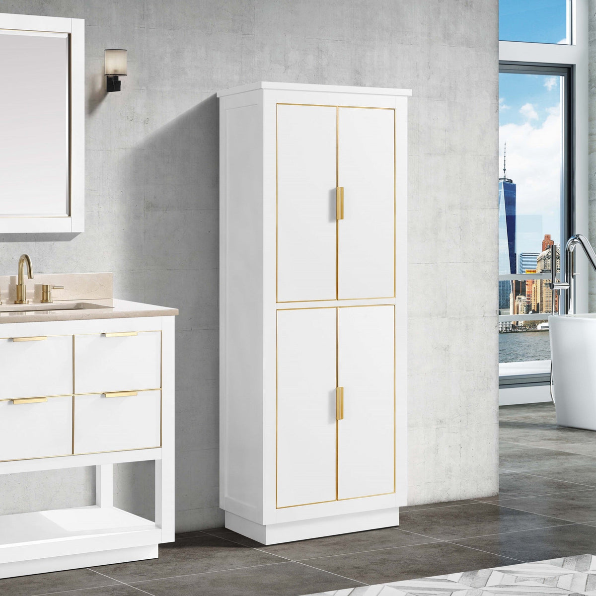 Avanity Allie/Austen 24-in W x 65-in H x 16-in D White Birch Freestanding Corner Linen Cabinet