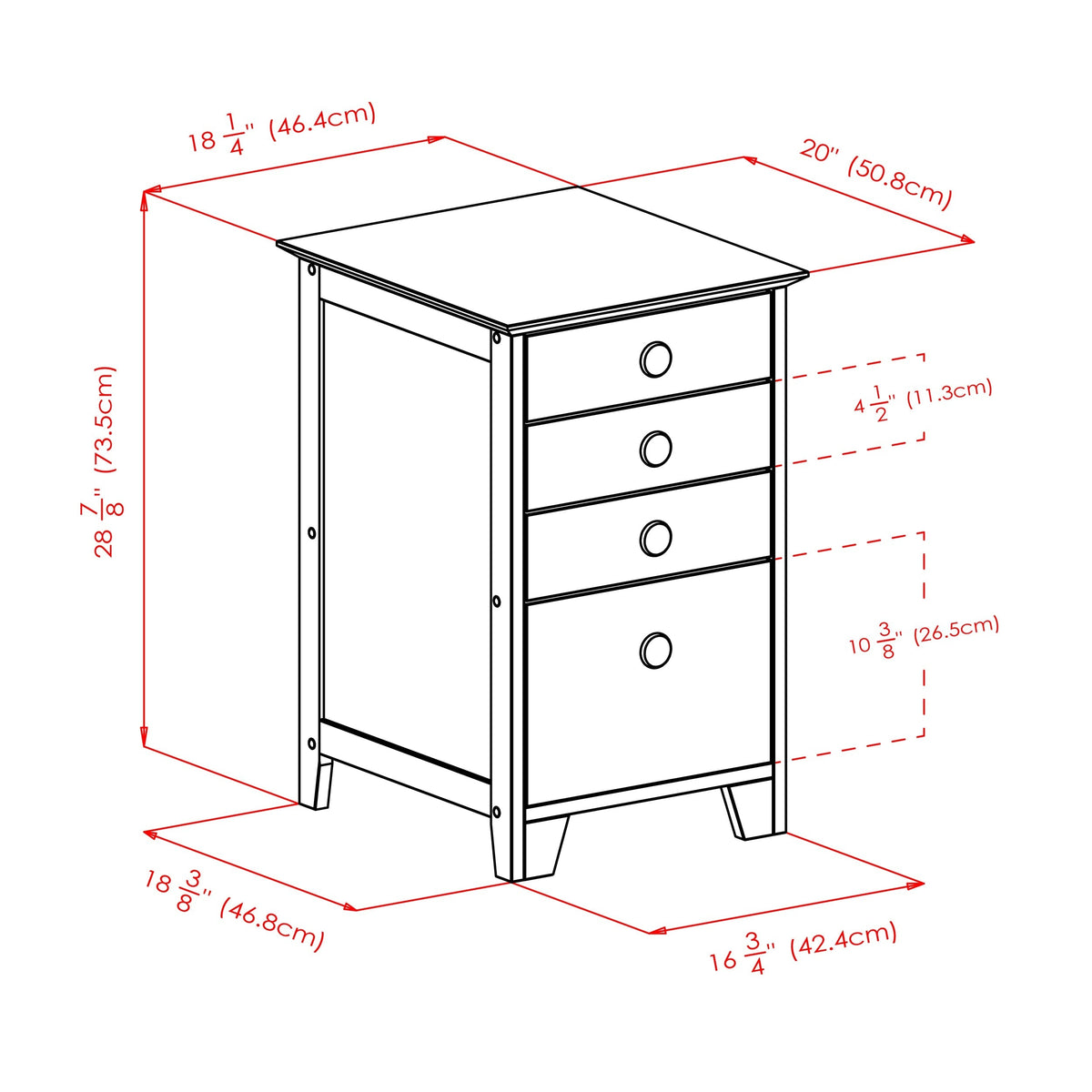 Winsome Wood Studio Honey 4-Drawer 18.27-in File Cabinet