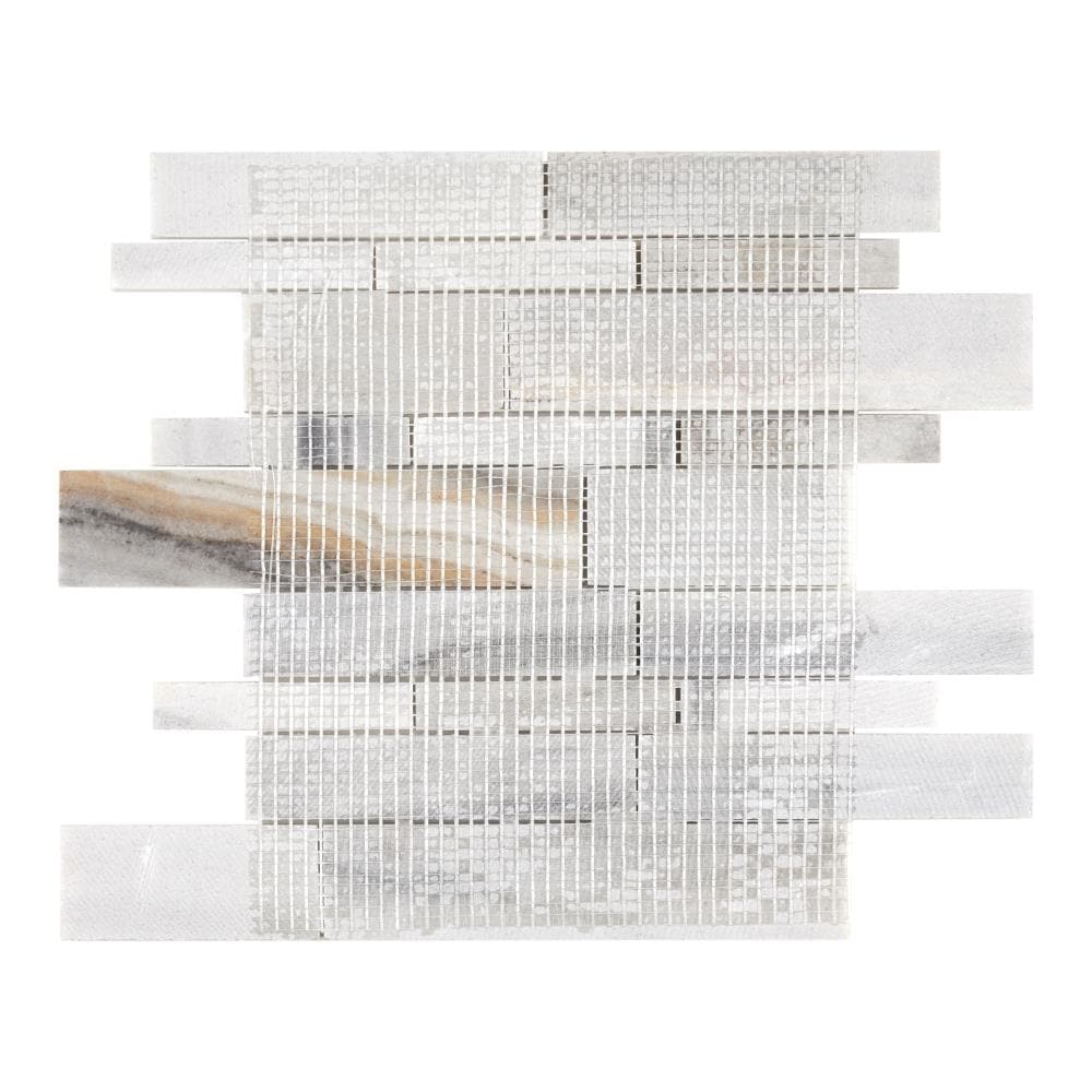 American Olean Genuine Stone Dapper White 11-in x 14-in Multi-Finish Natural Marble Mosaic Floor and Wall Tile (0.96-sq ft per piece)
