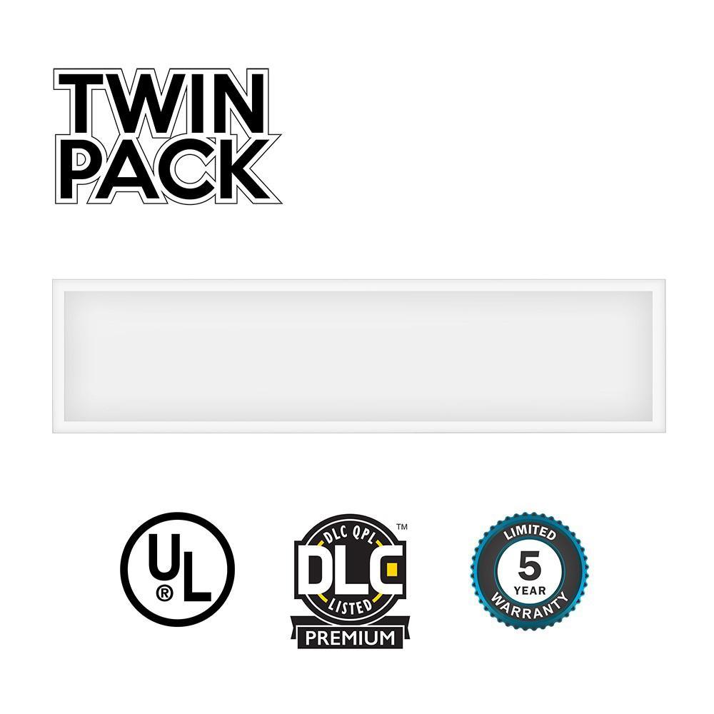 1 ft. x 4 ft. 40-Watt 5000K White Integrated Ceiling LED Flat Panel Light (2-Pack)