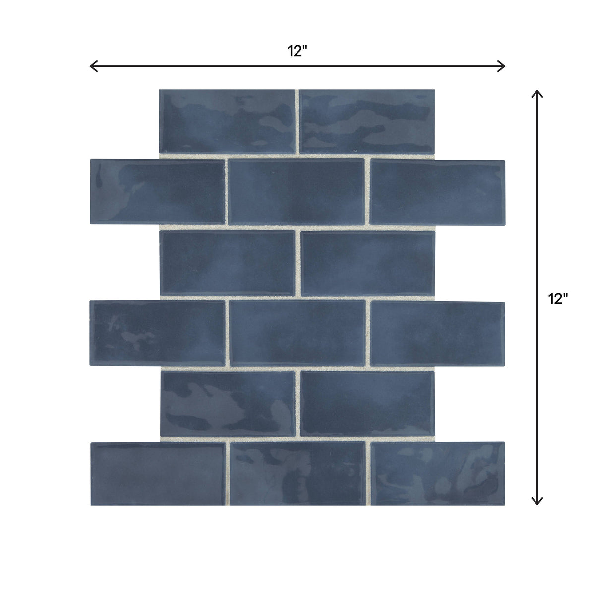 American Olean Union View Suede Blue 12-in x 12-in Glossy Ceramic Brick/Mosaic Wall Tile, 0.83-sq ft per Piece
