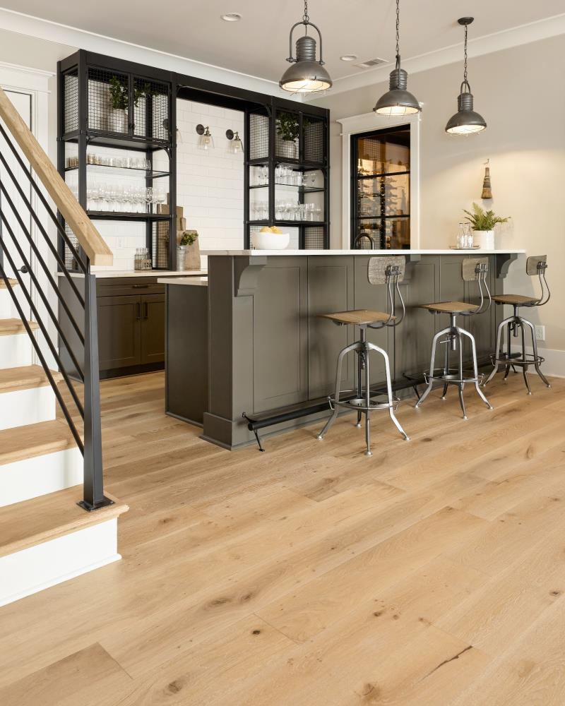 Shaw Oak Parchment hardwood flooring — installed room view