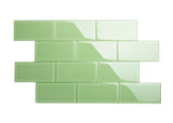Giorbello Classic Premium Powder Room Green 3-in x 6-in Glossy Glass Subway Wall Tile (5-sq. ft/ Carton)