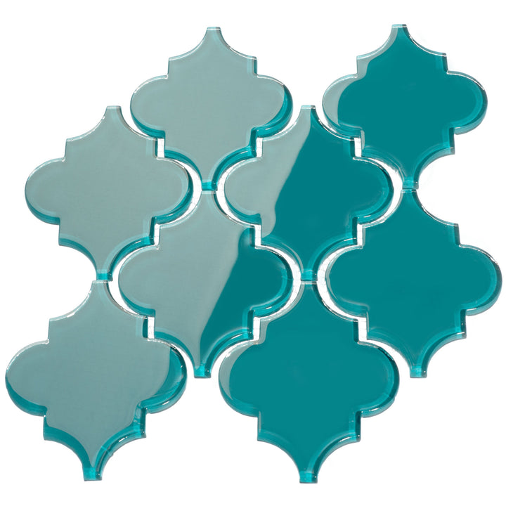 Giorbello Arabesque Mosaic Dark Teal 4-in x 4-in Glossy Glass Wall Tile (7.89-sq. ft/ Carton)