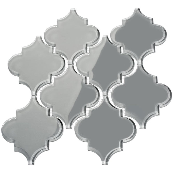 Giorbello Arabesque Mosaic True Gray 4-in x 4-in Glossy Glass Wall Tile (7.89-sq. ft/ Carton)