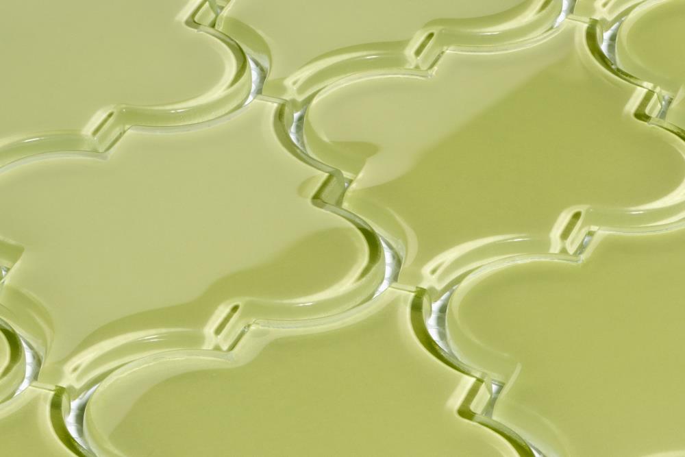 Giorbello Glass Arabesque Tiles Light Olive 4-in x 4-in Glossy Glass Subway Wall Tile (7.81-sq. ft/ Carton)