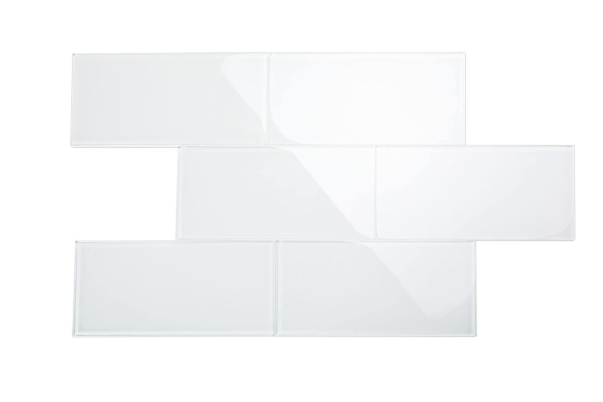 Giorbello Classic Premium Bright White 6-in x 12-in Glossy Glass Subway Wall Tile (5-sq. ft/ Carton)