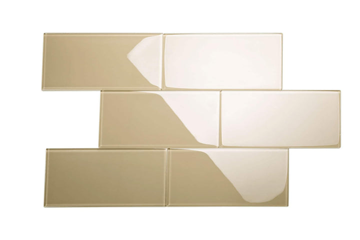 Giorbello Classic Premium Light Taupe 6-in x 12-in Glossy Glass Subway Wall Tile (5-sq. ft/ Carton)