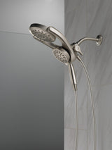 Delta HydroRain SpotShield Brushed Nickel 4-Spray Two-in-One Dual Shower Head, 2.5 GPM (9.5 LPM), 6-in Raincan, 60-in Hose