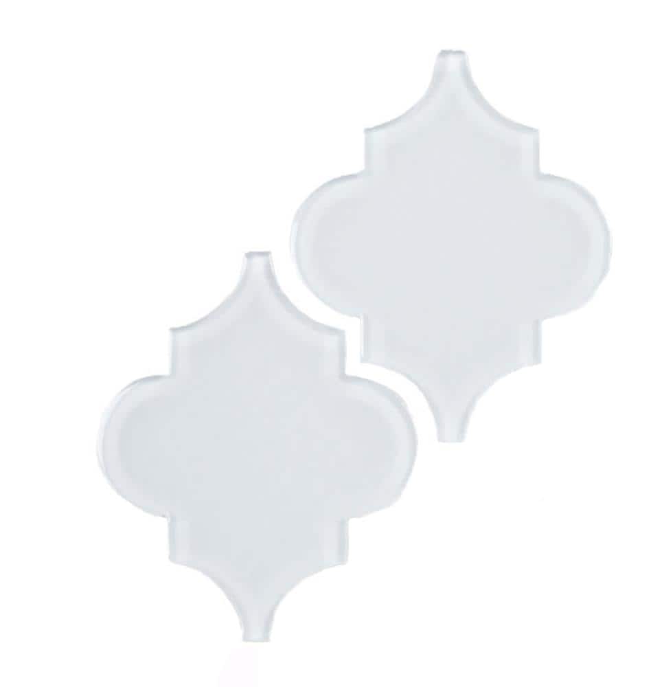 Giorbello (Sample) Glass Arabesque Tiles Bright White 4-1/2-in x 4-1/2-in Glossy Glass Lantern Subway Wall Tile