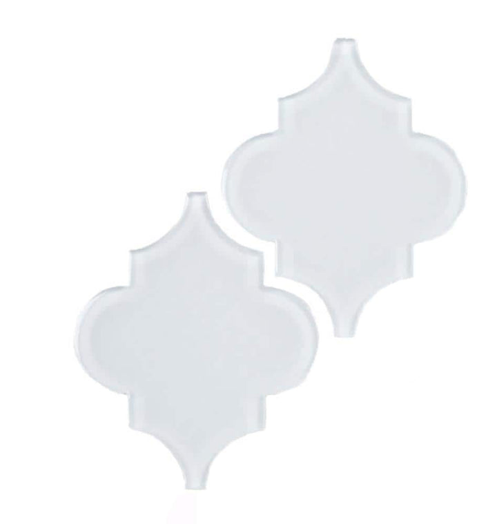 Giorbello (Sample) Glass Arabesque Tiles Bright White 4-1/2-in x 4-1/2-in Glossy Glass Lantern Subway Wall Tile