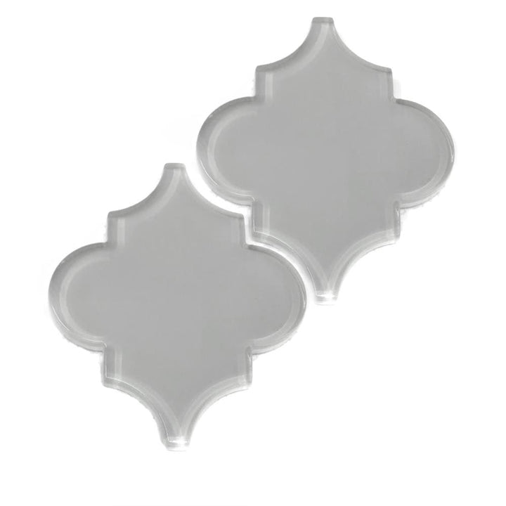 Giorbello (Sample) Glass Arabesque Tiles True Gray 4-1/2-in x 4-1/2-in Glossy Glass Lantern Subway Wall Tile