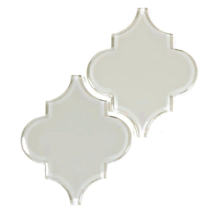 Giorbello (Sample) Glass Arabesque Tiles Light Gray 4-1/2-in x 4-1/2-in Glossy Glass Lantern Subway Wall Tile