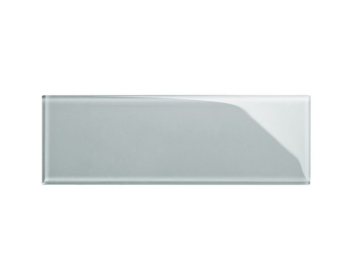 Giorbello (Sample) 4x12 glass subway tiles True Gray 4-in x 12-in Glossy Glass Brick Subway Wall Tile