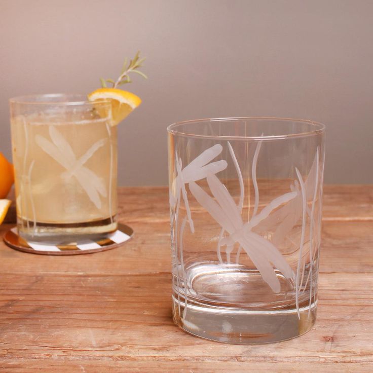 Dragonfly 14 oz. Clear Double Old Fashioned Glass (Set of 4)