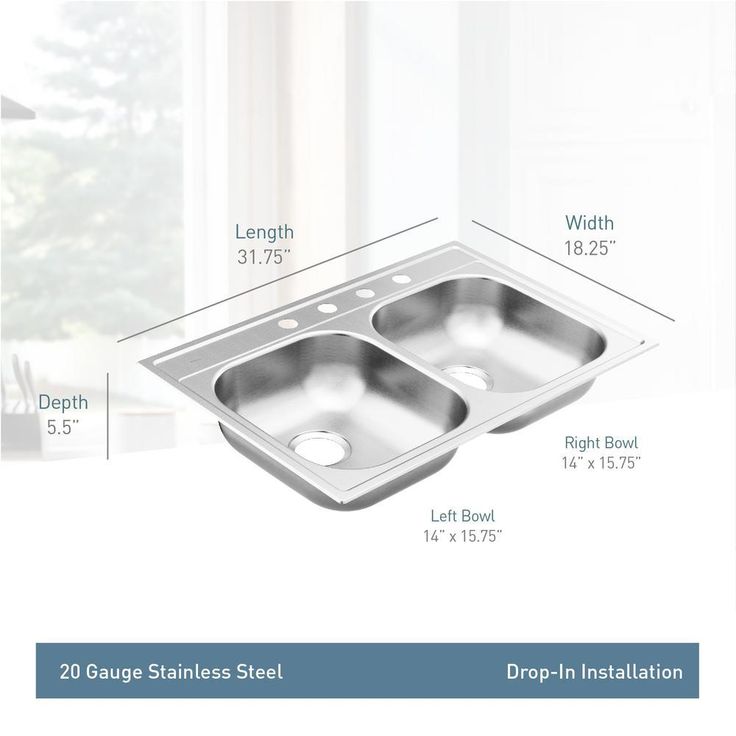 1800 Series Stainless Steel 33 in. 4-Hole Double Bowl Drop-In Kitchen Sink with 8 in. Depth