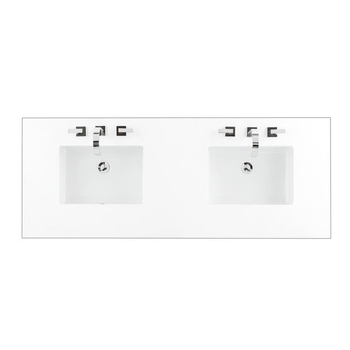 60 in. Double Basin Vanity Top in Classic White Silestone Quartz with White Basin - Super Arbor