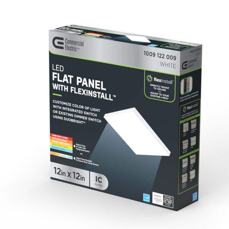 Commercial Electric Flexinstall Panel 12 in. x 12 in. White Integrated LED Flat Panel Light with 5CCT Plus DuoBright