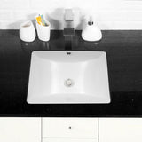 LORDEAR 18.25 in. Undermount Vessel Sink Modern in Pure White Rectangle Porcelain Ceramic Lavatory Vanity Bathroom Sink
