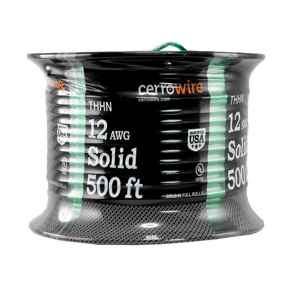 500 ft. 12/1 Black Solid THHN Wire - Super Arbor