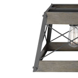 Progress Lighting Bradberry 5-Light Weathered Oak and Graphite Farmhouse Linear Large Hanging Kitchen Island Light