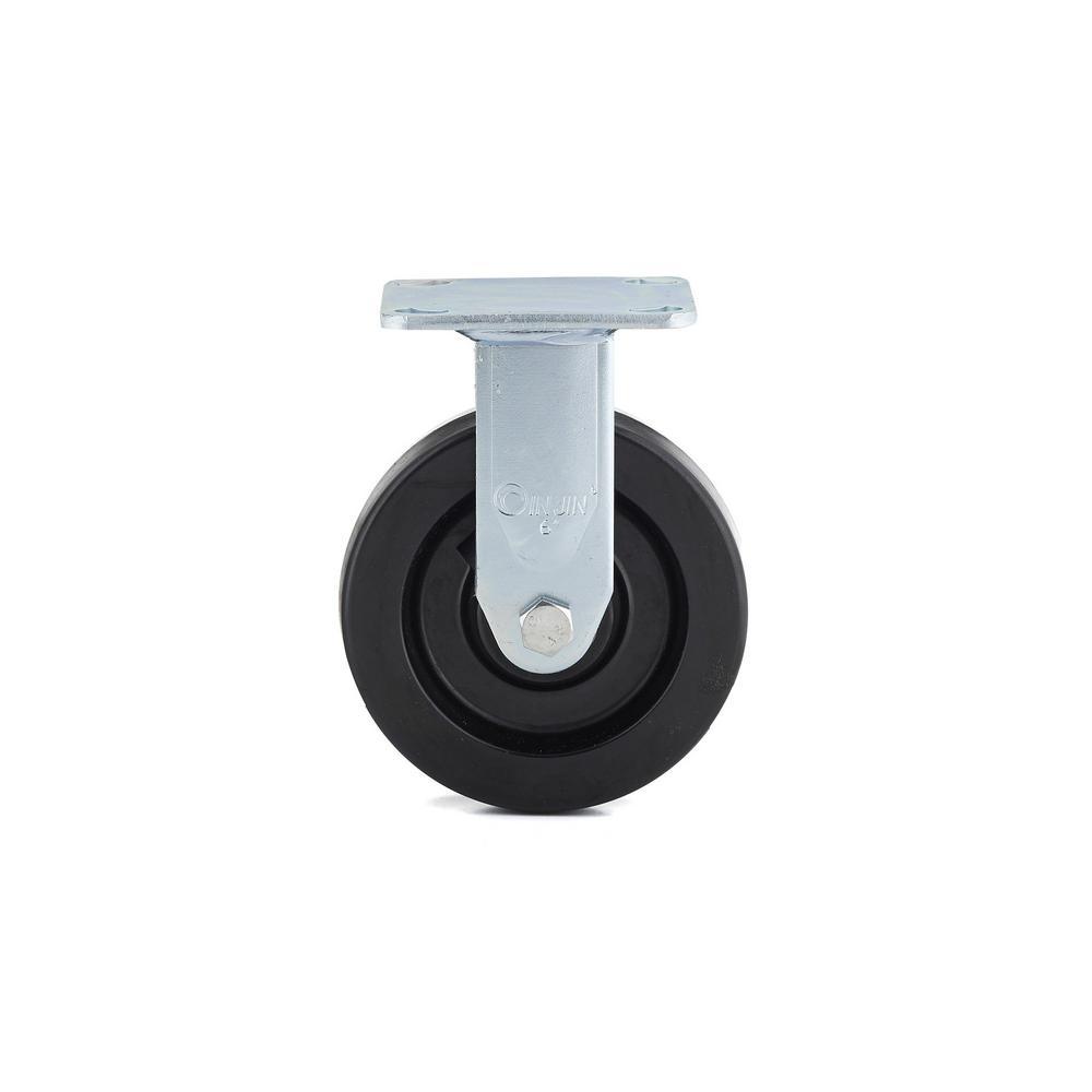 5-31/32 in. black Fixed plate Caster, 881.9 lb. Load Rating - Super Arbor