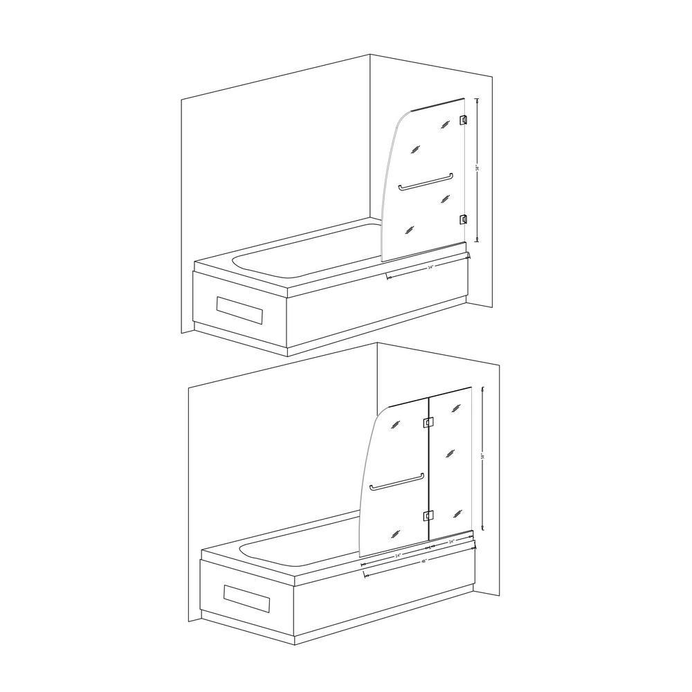 Pacific 48 in. x 58 in. Frameless Hinged Bathtub Door in Chrome - Super Arbor