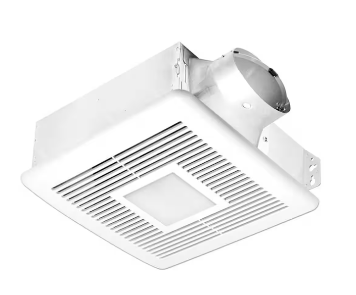 Slim 50-110 CFM Wall or Ceiling Bathroom Exhaust Fan with 3-Speed Adjustable Settings, LED Light, ENERGY STAR